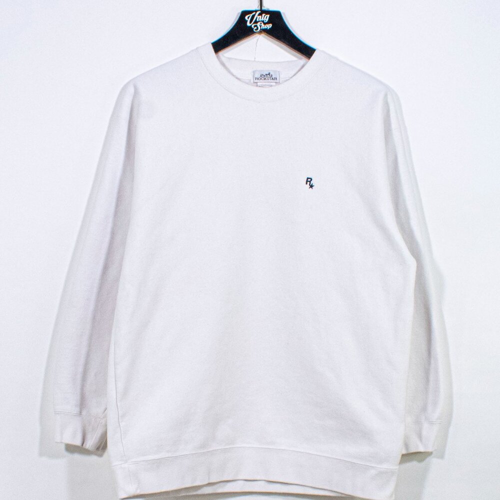 Rockstar Games Logo Crewneck Sweatshirt Large White Promo Rare